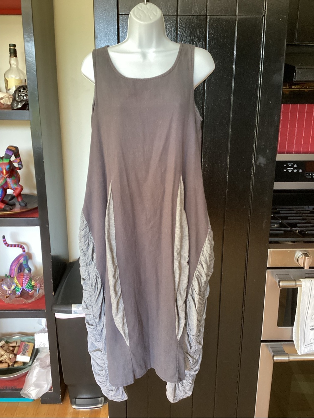 Sleeveless Washed Gray Layered A-Line Dress